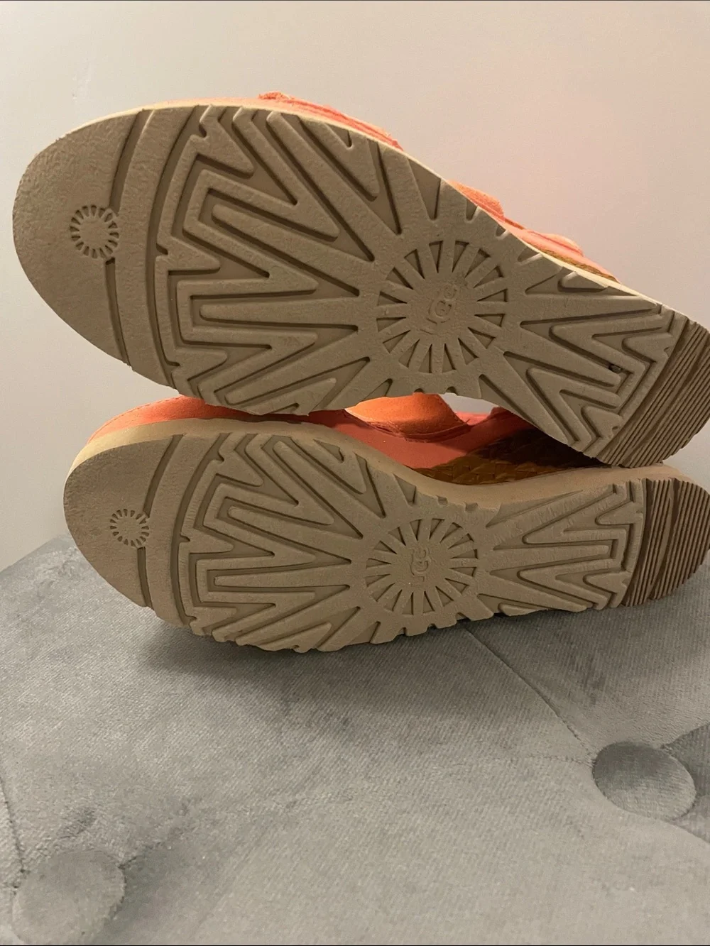 UGG Coral Suede Braided Wedge Sandals with Ankle Strap